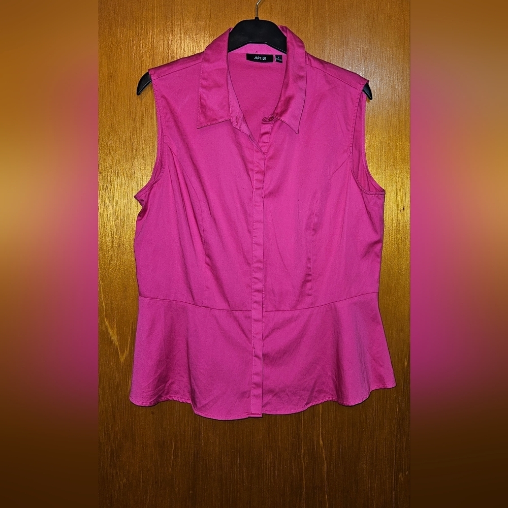 Bubble Gum Pink Sleeveless Peplum Top  Size L